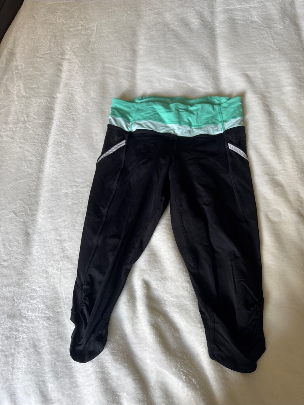 lululemon athletica Black Capri Leggings with Mint Waistband